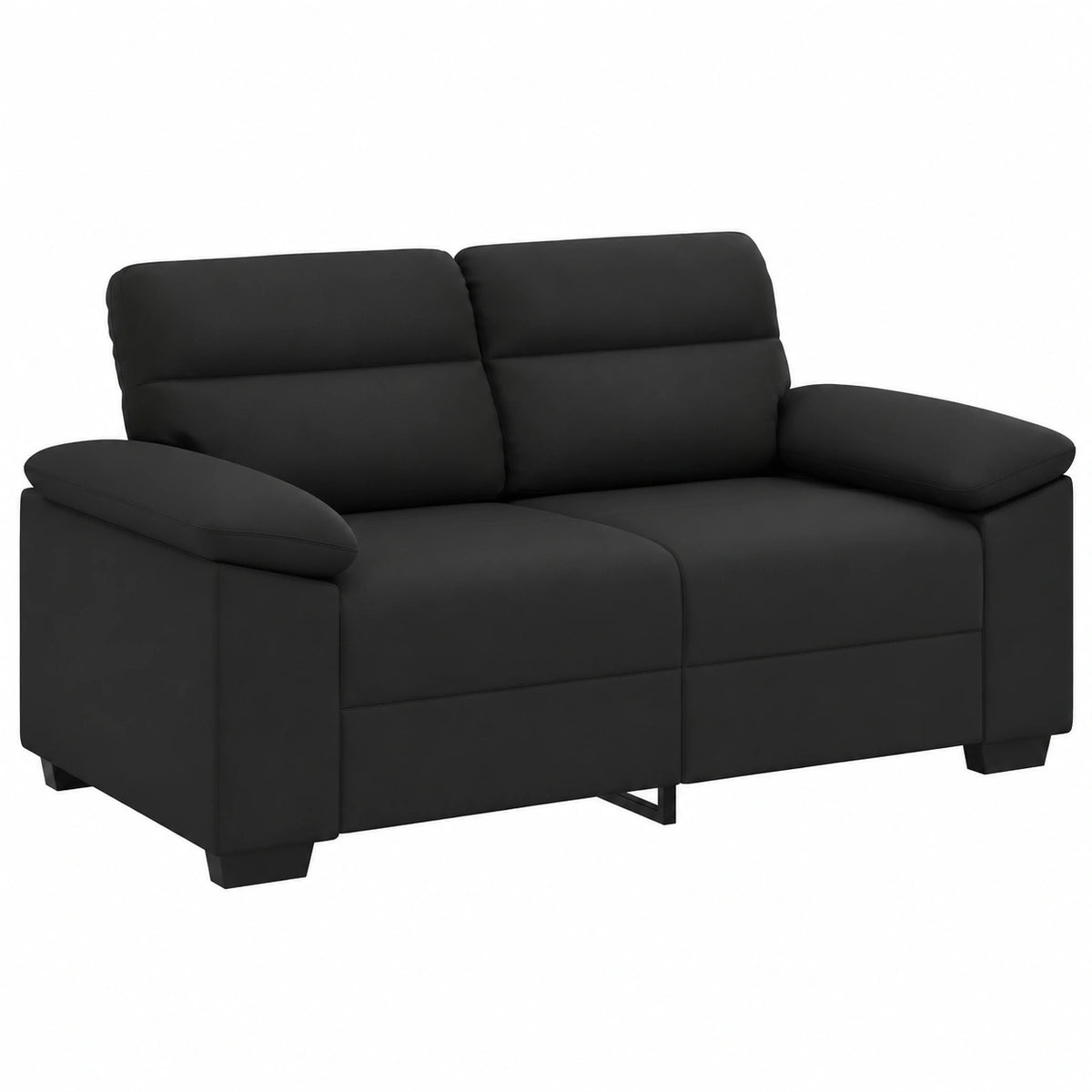 Gemütliches 2-Sitzer-Sofa aus Schwarzem Stoff, 120 cm