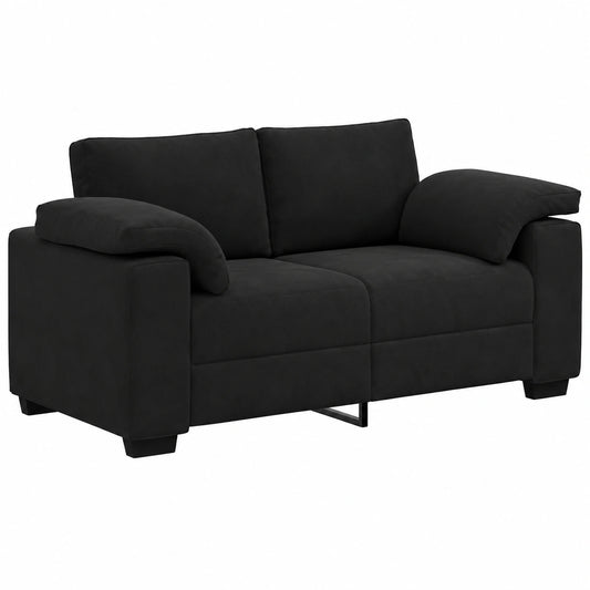 Elegantes Zweisitzer-Sofa aus Samt in Schwarz 160x77x82 cm für Wohnzimmer