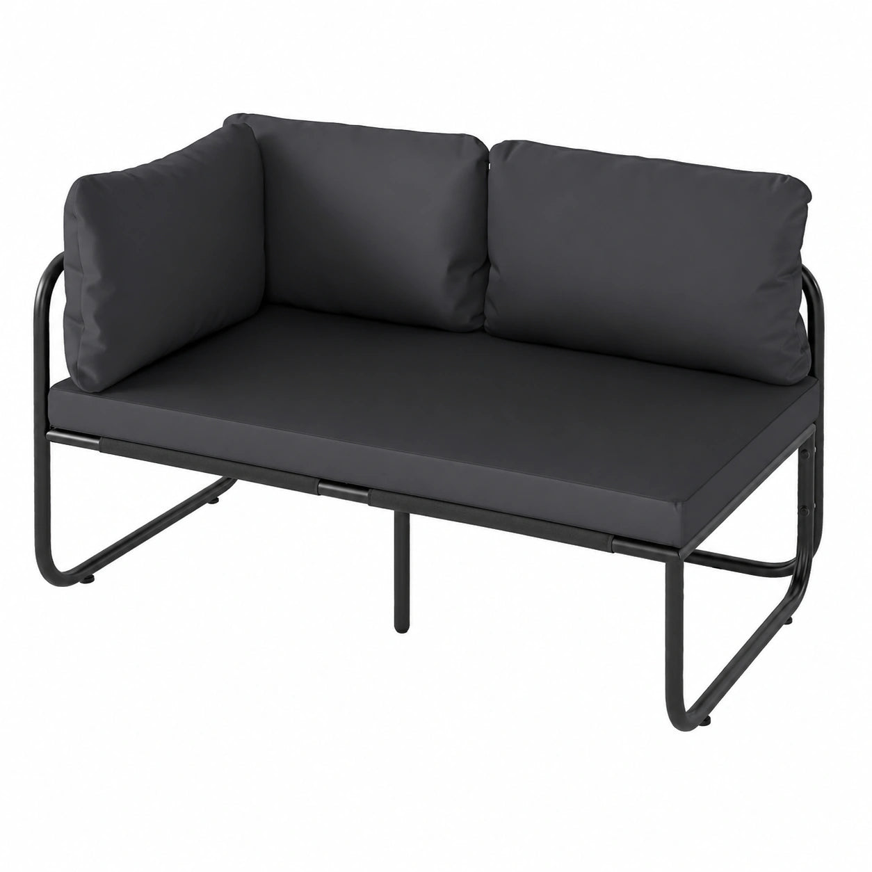 Elegantes 2-Sitzer Gartensofa mit Kissen für Balkon und Terrasse, Grau