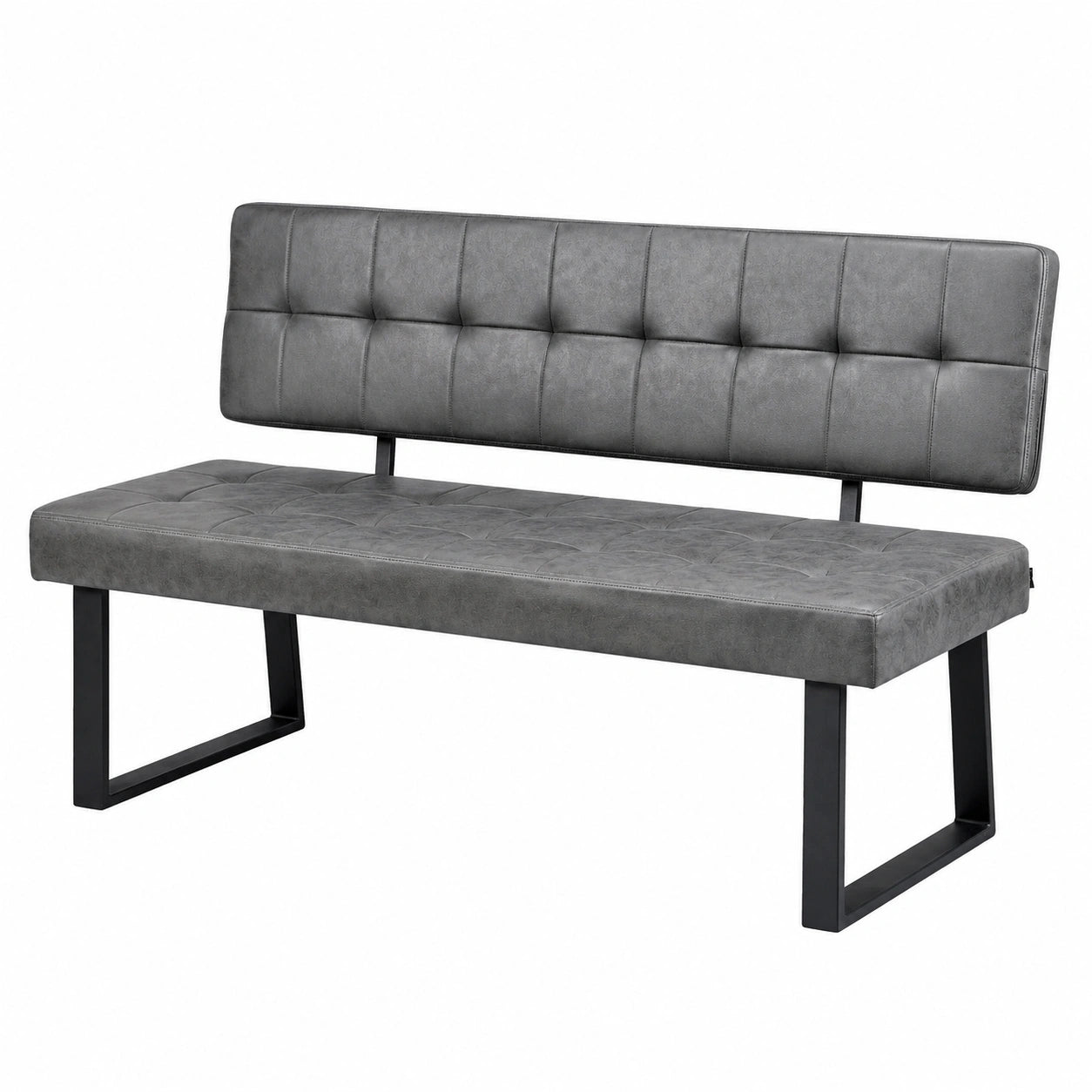 Eckbank Sigfrid mit Lederoptik-Bezug, Dunkelgrau, 160 cm