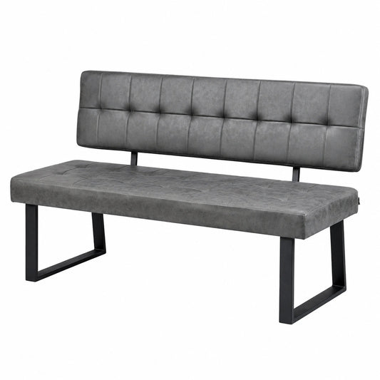Eckbank Sigfrid mit Lederoptik-Bezug, Dunkelgrau, 160 cm