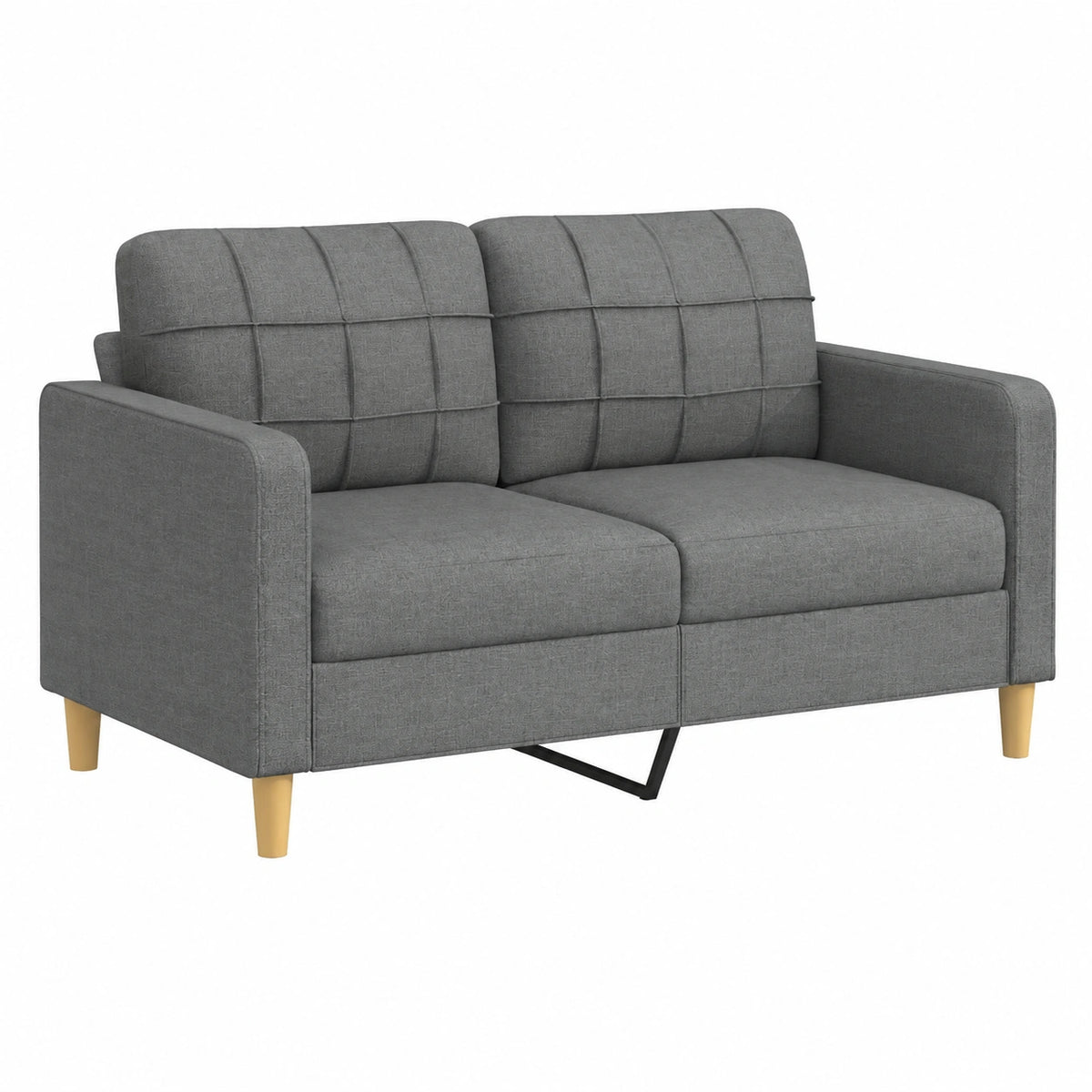 Willood Zweisitzer Sofa für Wohnzimmer, Polster mit Metallrahmen, Dunkelgrau 140 cm