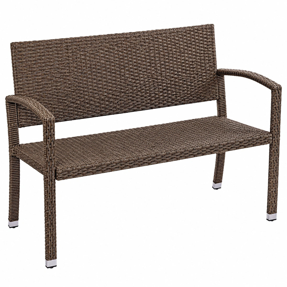 STILISTA Gartenbank für 2 Personen, UV-beständiges Polyrattan, 122 x 52 x 89 cm, Creme