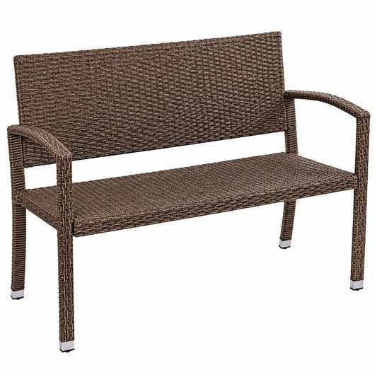 STILISTA Gartenbank für 2 Personen, UV-beständiges Polyrattan, 122 x 52 x 89 cm, Creme