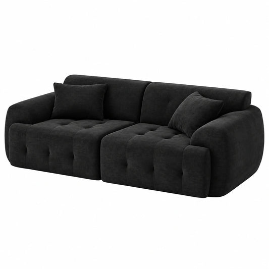 Zweisitzer Bodensofa COMHOMA, 180 x 86 x 40 cm, modernes Stoffsofa mit Rücken- und Armlehnen, inklusive Kissen, schwarz, kein Aufbau nötig