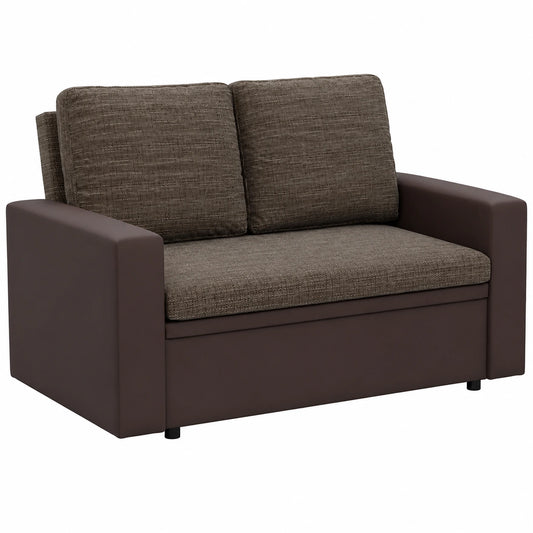 Mebligo - Schlafsofa 2-Sitzer mit Bettkasten, Kunstleder Braun, Kompakt und Funktional