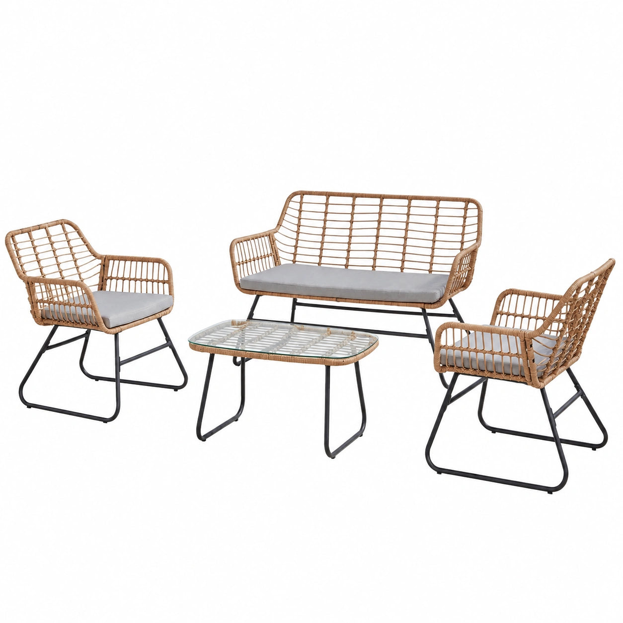 IDIMEX Riviera Gartenmöbel-Set, Zweisitzer, Sessel und Tisch, wetterfestes Polyrattan