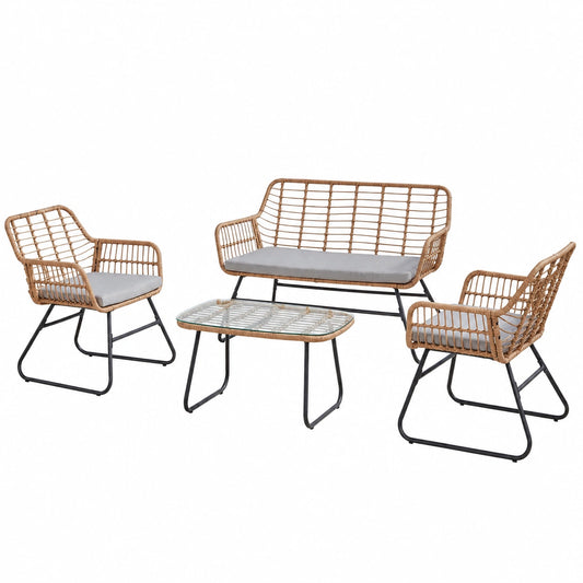 IDIMEX Riviera Gartenmöbel-Set, Zweisitzer, Sessel und Tisch, wetterfestes Polyrattan