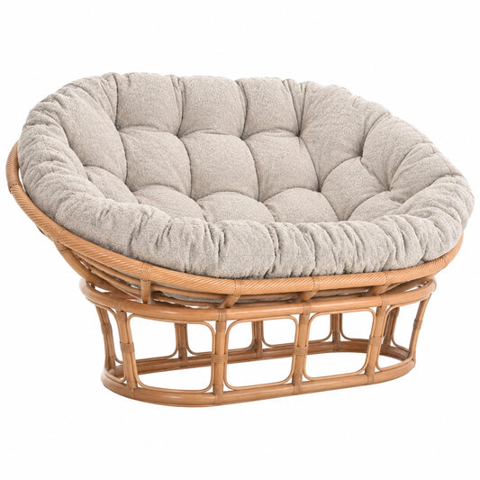 Bequemer Papasansessel XXL Rattan mit Kissen für Zwei in Terracotta